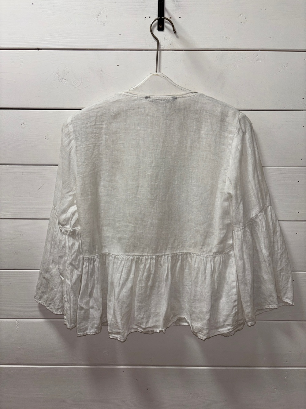 ZARA White Linen Blend Peplum Blouse – Size S - Picture 4 of 9